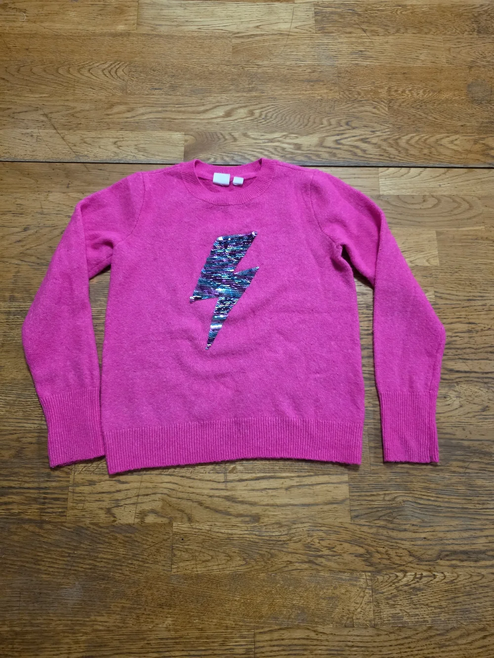 GAP Kids Hot Pink Sequin Lightning Bolt Crewneck Sweater